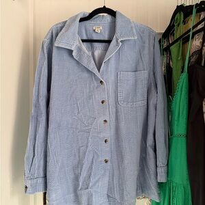 LL BEAN corduroy Blue Button-Up Shirt